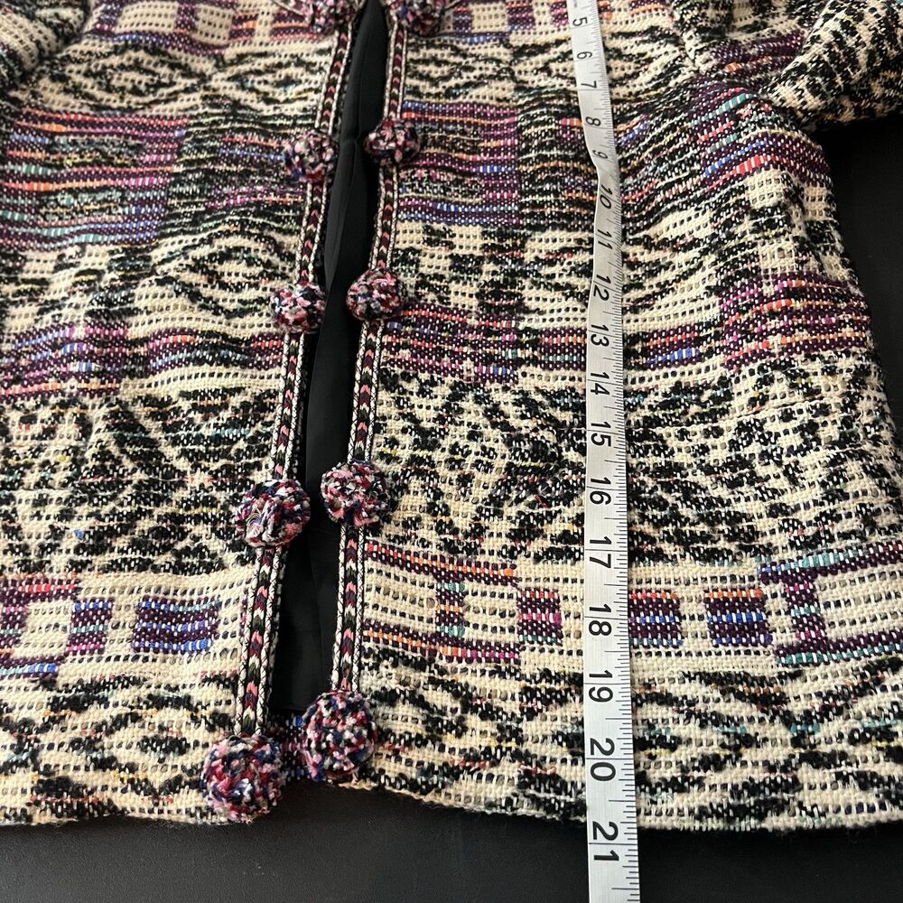 NWT Zara Jacquard Jacket Cardigan Wool / Cotton Blend in Multicolor XS Boho - Picture 9 of 9